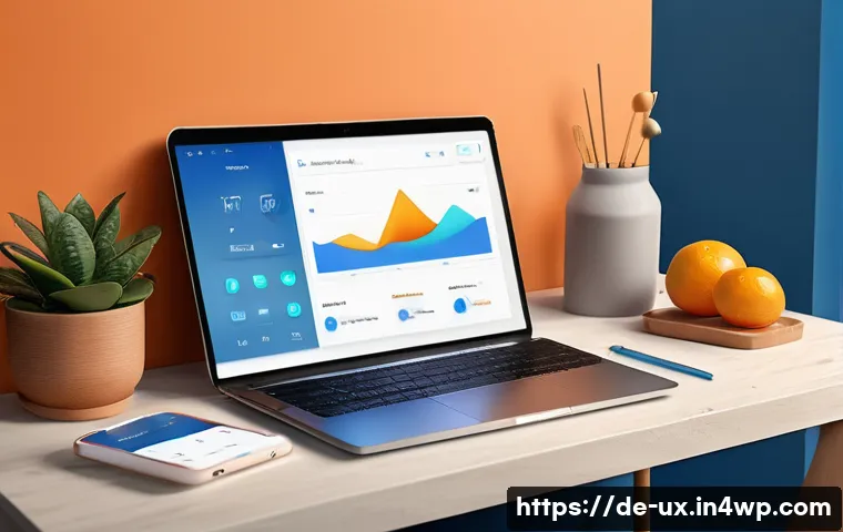 소셜 미디어에서의 공감 기반 UX 적용 - A modern social media platform interface displayed on a sleek laptop and smartphone, showing adaptiv...
